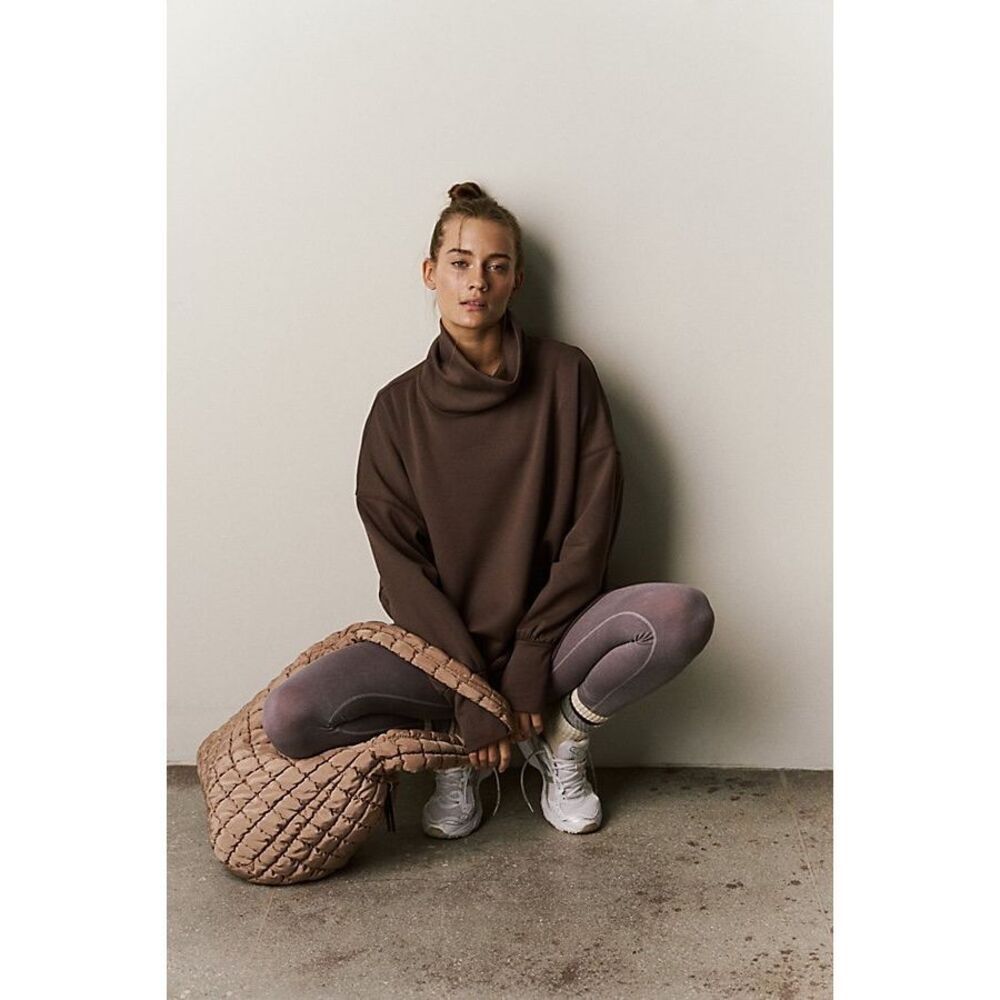 Free People Movement Women’s Breakpoint Cowl Neck Pullover Driftwood Brown
